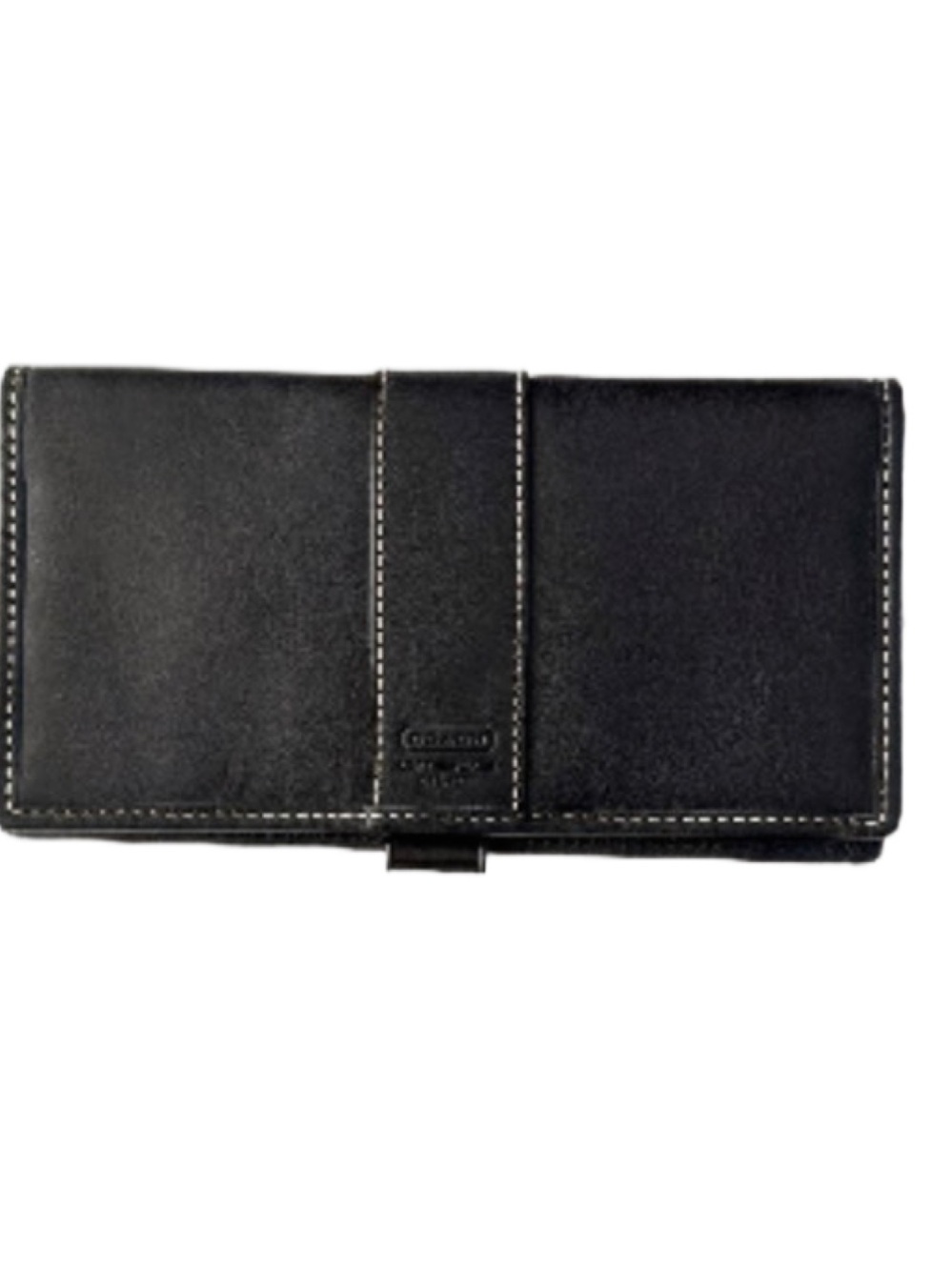 Coach Early 2000’s Y2K Supple Black Leather Wallet & White Stitching